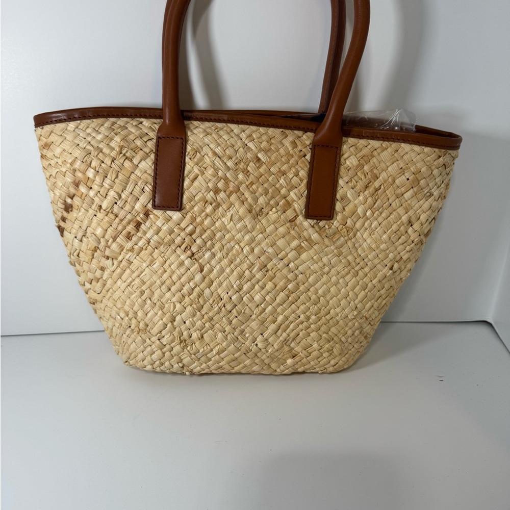 J. Crew Tan and Brown Leather Trimmed Tote